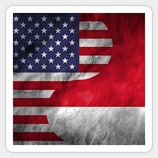 USA Indonesia Dual Yin Yang Flag Sticker